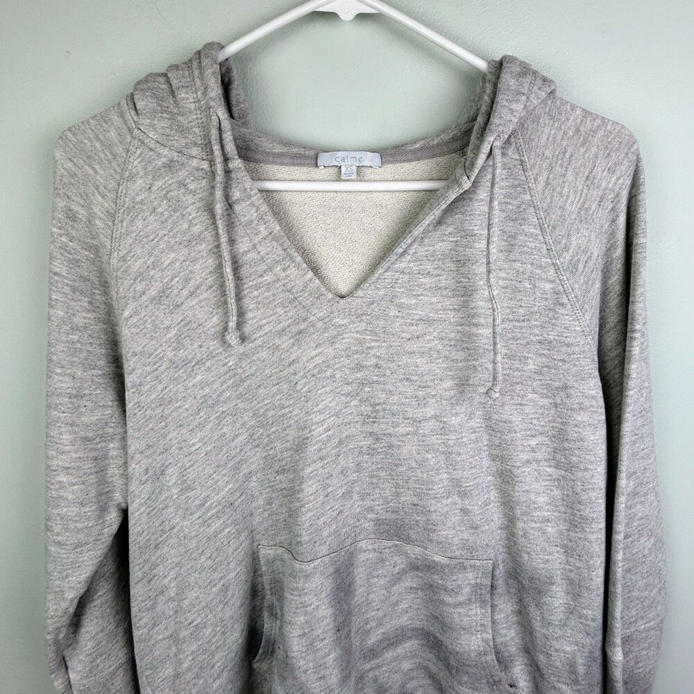 Johnny Was Calme Mira Sweatshirt Hoodie Grey Tie Dye Swirl Drawstring Pockets XS - Picture 4 of 14